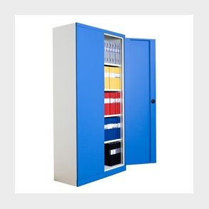 St�lskab FS210 inkl. 4 hylder 1980x1000x440mm hvid/bl�