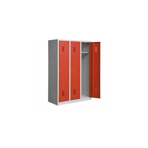 Garderobeskab KS430 3/1, gr�/r�d