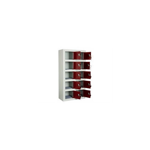 Sm�rumsskab med 10 rum gr�/vinr�d