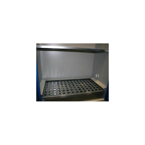 Olieskab 2 galv. hylder, samt 60 l. bundkar