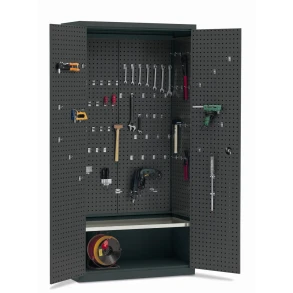 Materialeskab MS-1 med 1 galvaniseret hylde og v�rkt�jstavler p� d�re, sider og bagv�g