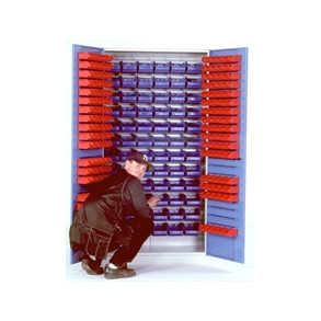St�lskab med 232 plastbokse H:1990B:1000D:435mm