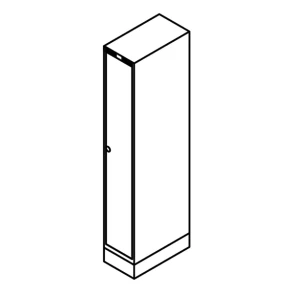 Garderobeskab sokkel, lige tag, 1x1, 300 mm