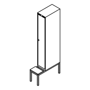 Garderobeskab b�nkstel, lige tag, 1x1, 300 mm