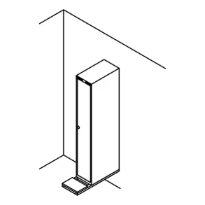 Garderobeskab v�gh. m/b�nk, lige tag, 1x1, 300 mm
