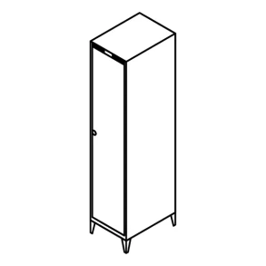 Garderobeskab m/ben, lige tag, 1x1, 400 mm