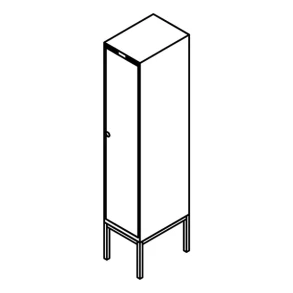 Garderobeskab r�rsokkel, lige tag, 1x1, 400 mm