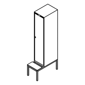 Garderobeskab b�nkstel, lige tag, 1x1, 400 mm