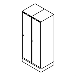 Garderobeskab sokkel, lige tag, 2x1, 800 mm