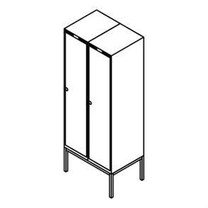 Garderobeskab r�rsokkel, lige tag, 2x1, 800 mm