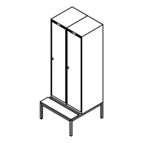 Garderobeskab b�nkstel, lige tag, 2x1, 800 mm