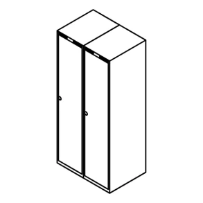 Garderobeskab u/ben, lige tag, 2x1, 800 mm