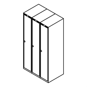 Garderobeskab u/ben, lige tag, 3x1, 900 mm