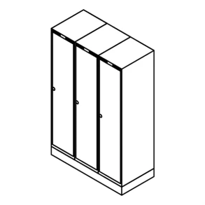 Garderobeskab sokkel, lige tag, 3x1, 1200 mm