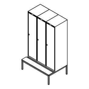 Garderobeskab b�nkstel, lige tag, 3x1, 1200 mm