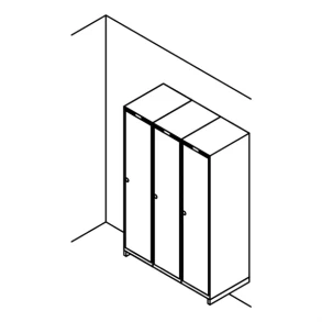 Garderobeskab v�gh�ngt, lige tag, 3x1, 1200 mm