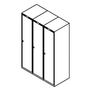 Garderobeskab u/ben, lige tag, 3x1, 1200 mm
