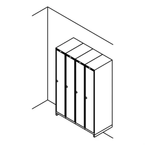 Garderobeskab v�gh�ngt, lige tag, 4x1, 1200 mm