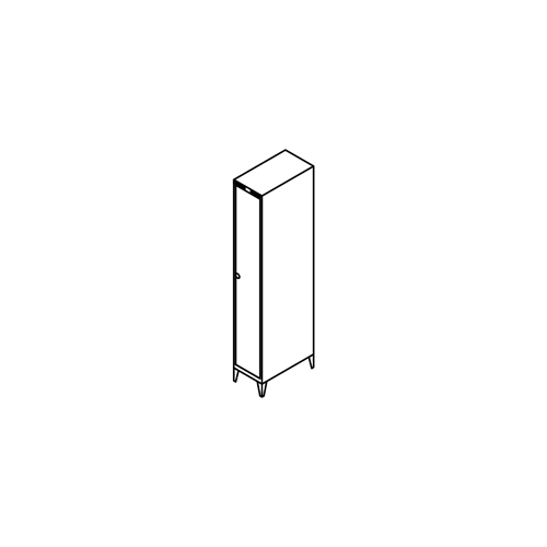 Garderobeskab m/ben, lige tag, 1x1, 300 mm