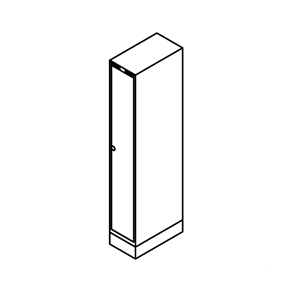 Garderobeskab sokkel, lige tag, 1x1, 300 mm