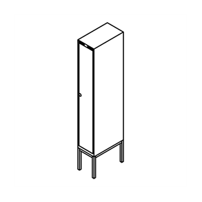Garderobeskab r�rsokkel, lige tag, 1x1, 300 mm