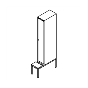 Garderobeskab b�nkstel, lige tag, 1x1, 300 mm