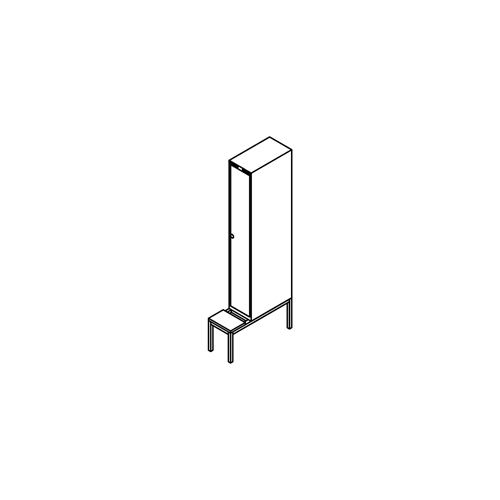 Garderobeskab b�nkstel, lige tag, 1x1, 300 mm