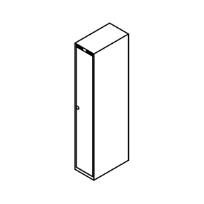 Garderobeskab u/ben, lige tag, 1x1, 300 mm