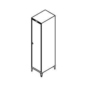 Garderobeskab m/ben, lige tag, 1x1, 400 mm