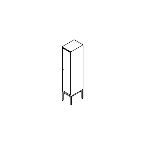 Garderobeskab r�rsokkel, lige tag, 1x1, 400 mm