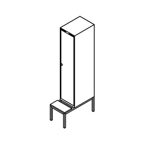 Garderobeskab b�nkstel, lige tag, 1x1, 400 mm