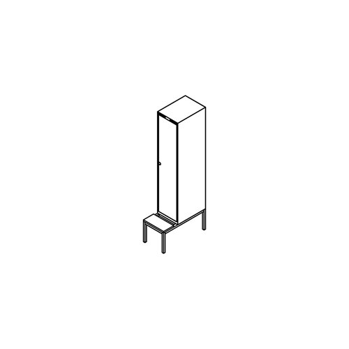Garderobeskab b�nkstel, lige tag, 1x1, 400 mm