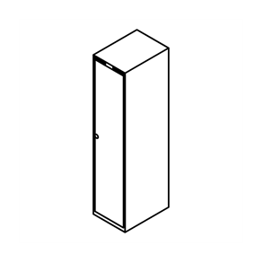 Garderobeskab u/ben, lige tag, 1x1, 400 mm