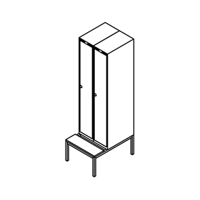 Garderobeskab b�nkstel, lige tag, 2x1, 600 mm