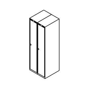 Garderobeskab u/ben, lige tag, 2x1, 600 mm