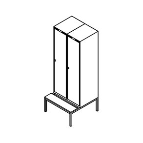 Garderobeskab b�nkstel, lige tag, 2x1, 800 mm