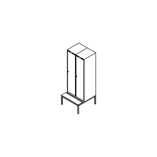 Garderobeskab b�nkstel, lige tag, 2x1, 800 mm