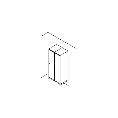 Garderobeskab v�gh�ngt, lige tag, 2x1, 800 mm