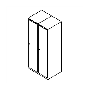 Garderobeskab u/ben, lige tag, 2x1, 800 mm