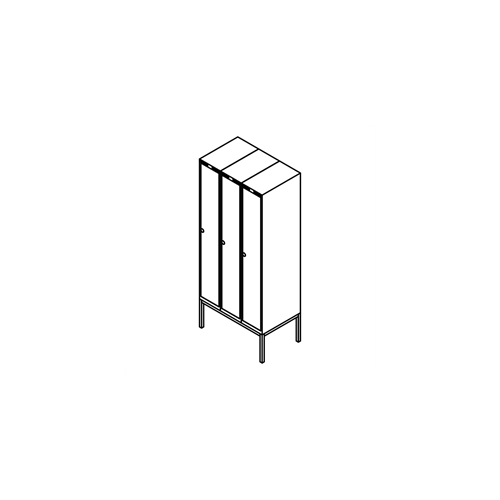 Garderobeskab r�rsokkel, lige tag, 3x1, 900 mm