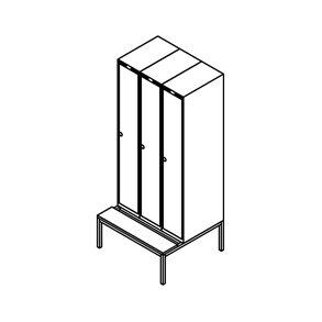 Garderobeskab b�nkstel, lige tag, 3x1, 900 mm