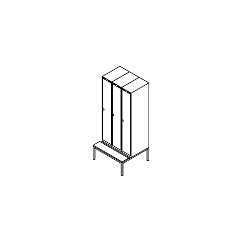 Garderobeskab b�nkstel, lige tag, 3x1, 900 mm