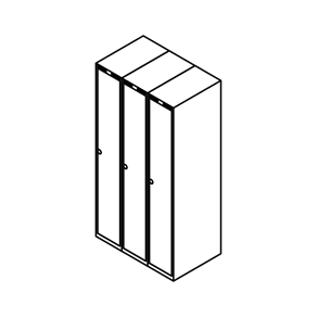 Garderobeskab u/ben, lige tag, 3x1, 900 mm