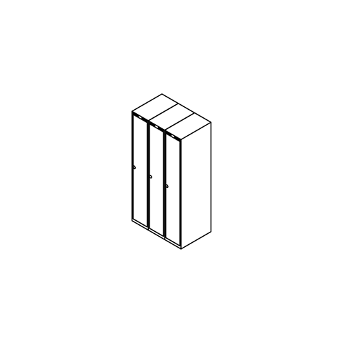 Garderobeskab u/ben, lige tag, 3x1, 900 mm
