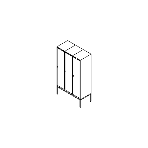 Garderobeskab r�rsokkel, lige tag, 3x1, 1200 mm