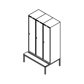 Garderobeskab b�nkstel, lige tag, 3x1, 1200 mm