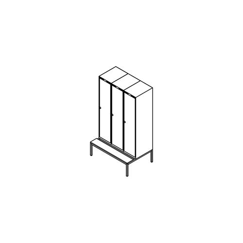 Garderobeskab b�nkstel, lige tag, 3x1, 1200 mm