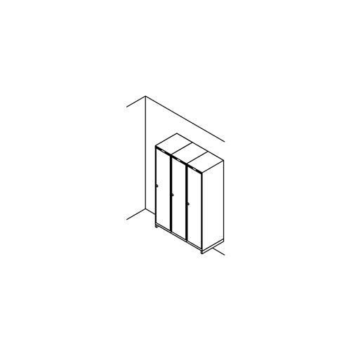 Garderobeskab v�gh�ngt, lige tag, 3x1, 1200 mm
