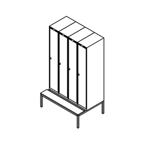 Garderobeskab b�nkstel, lige tag, 4x1, 1200 mm