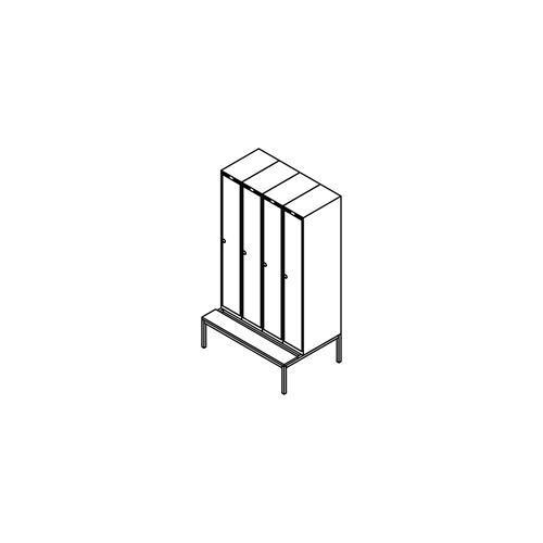 Garderobeskab b�nkstel, lige tag, 4x1, 1200 mm